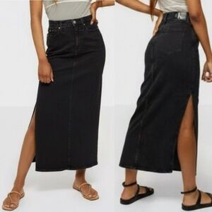 NWT Calvin Klein Jeans Denim 5 Pockets High Waist Maxi Skirt Side Slit 28